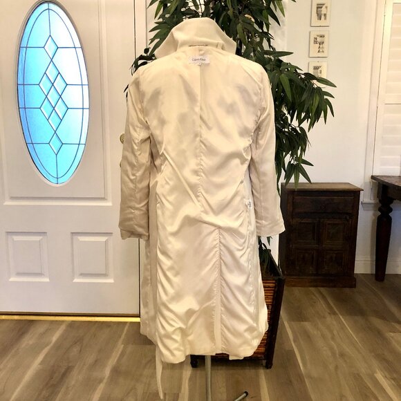 Creamy White Calvin Klein Angora/Wool blend belted Trench Coat, Size 6 - Picture 4 of 16
